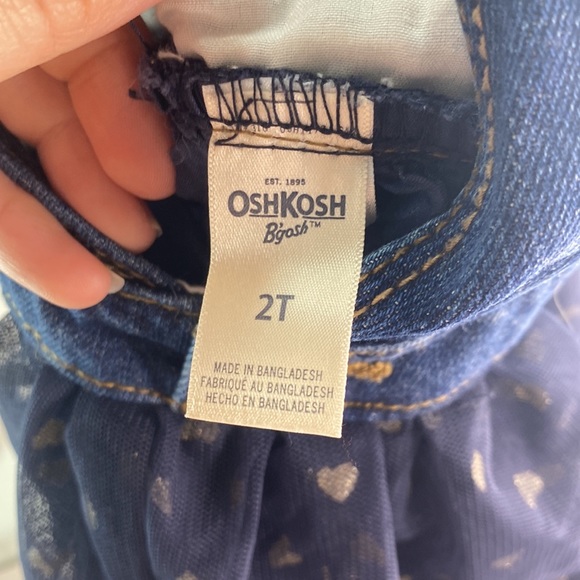 OskKosh B'gosh 2T Denim Jumper with Navy & Gold tulle skirt! 💙💙 - Picture 11 of 12